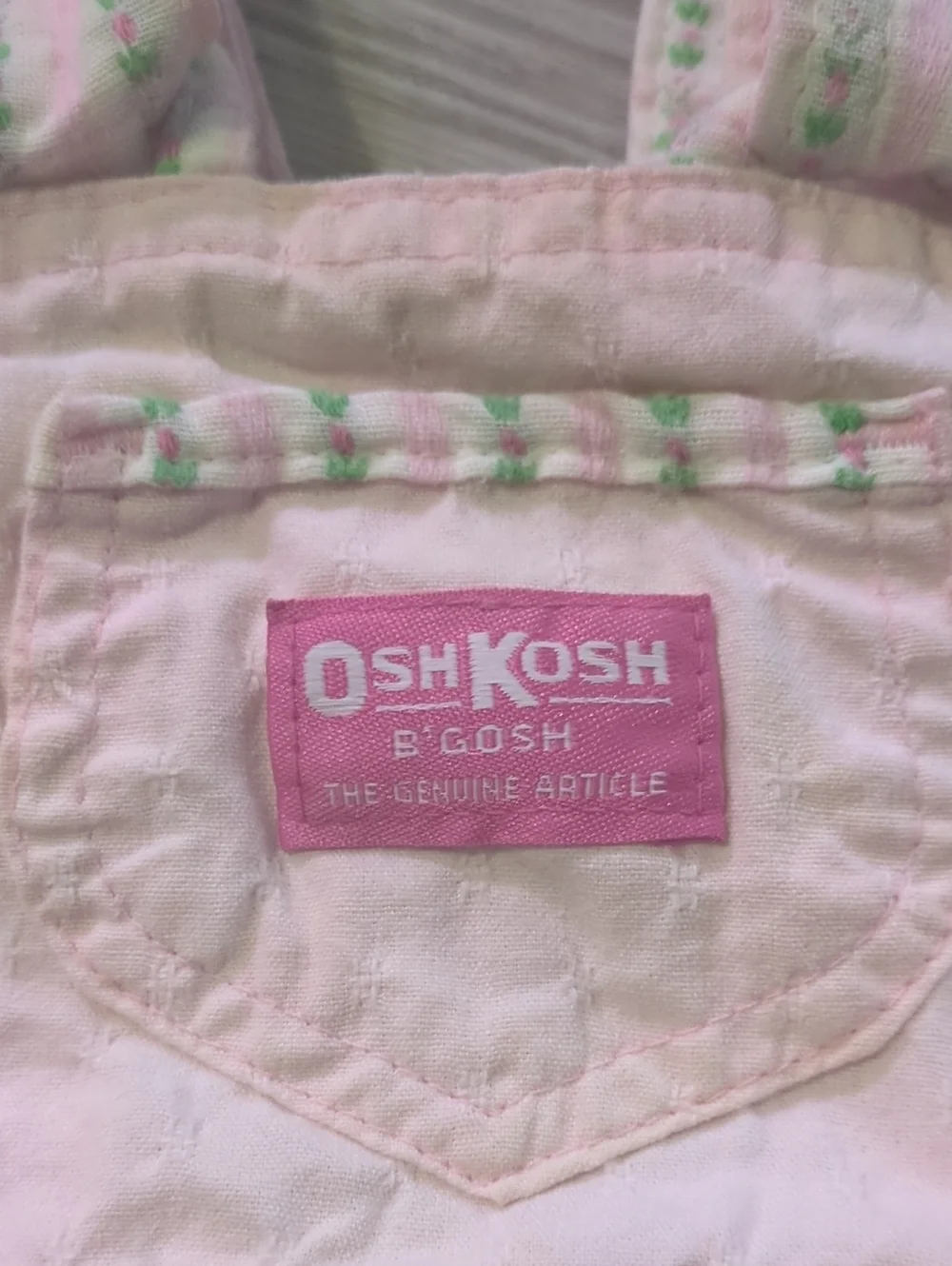 Vintage OshKosh B'gosh 18M Bubble Romper Overall Set Pink & Blue Floral Baby USA